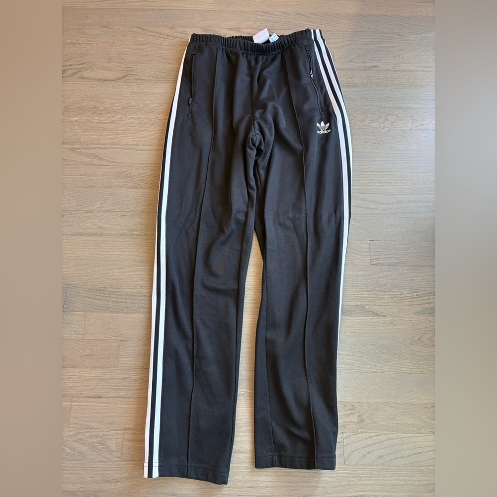 Adidas Black and White Sweatpants with Signature Stripes